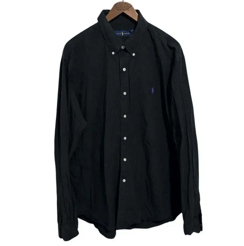Ralph Lauren Black Cotton Big Pony Polo Shirt Size XXL